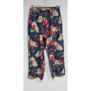 Island Traders Pants Womens Small Floral Crop Rayon Pockets